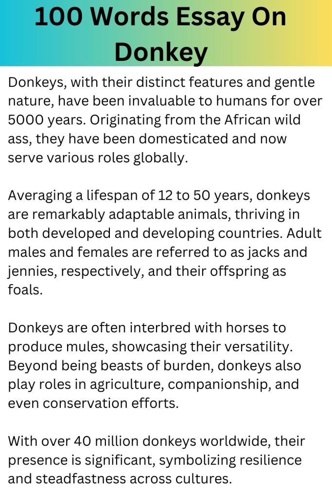 100 Words Essay On Donkey