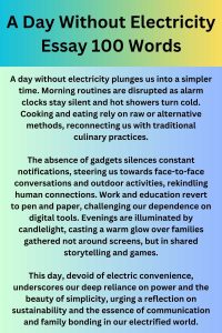 a day without electricity essay 200 words