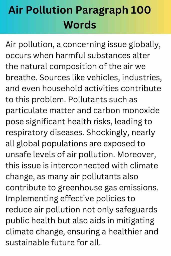 Air Pollution Paragraph 100 Words