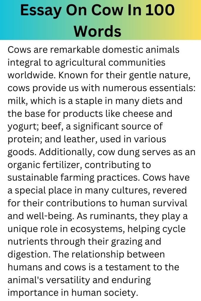 Essay On Cow In 100 Words