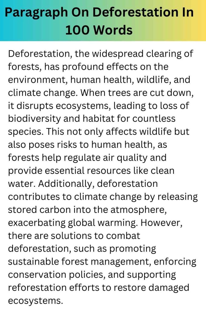 Paragraph On Deforestation In 100 Words