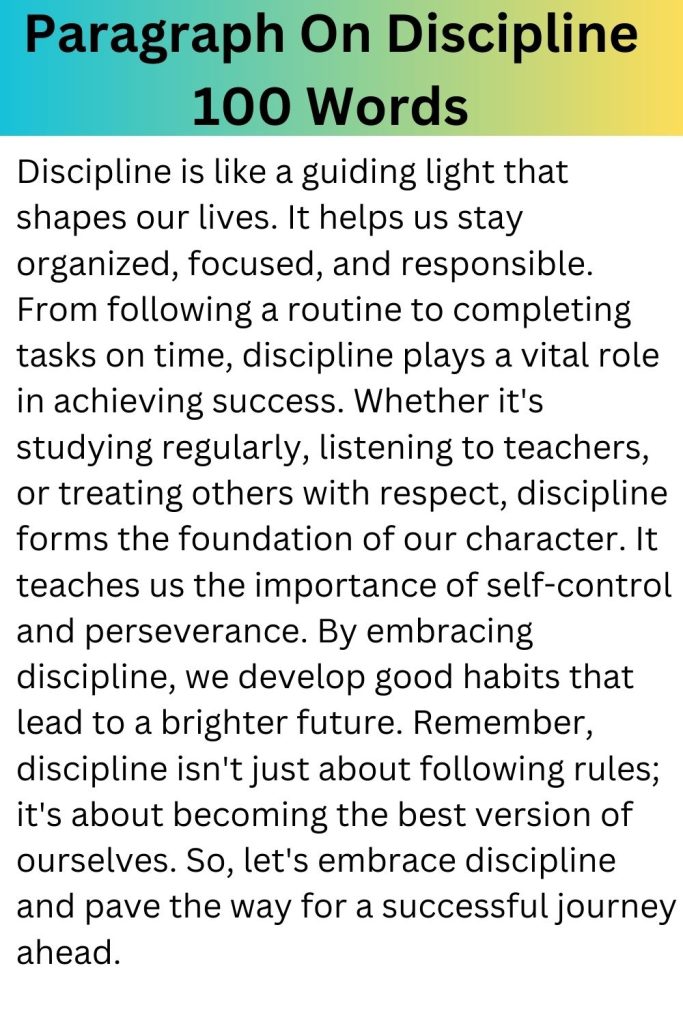 Paragraph On Discipline 100 Words