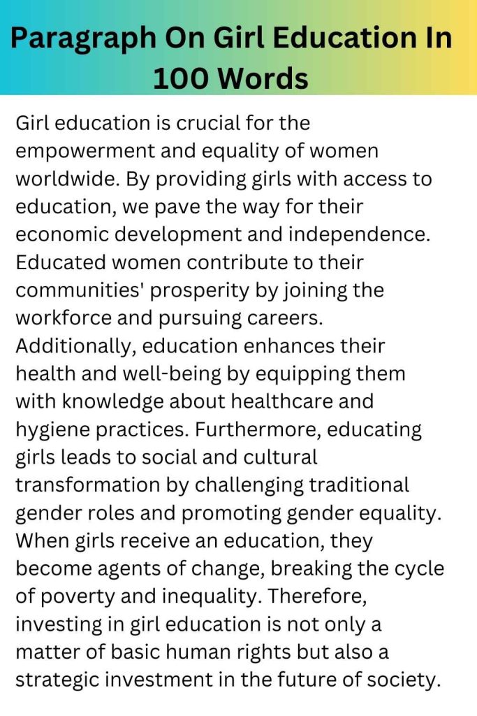 Paragraph On Girl Education In 100 Words