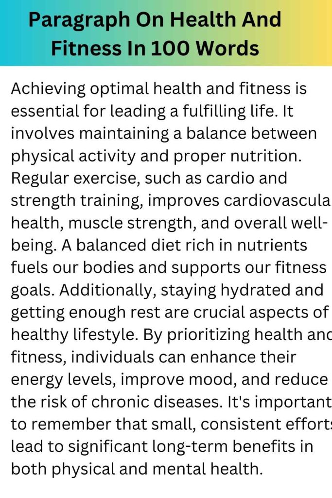 Paragraph On Health And Fitness In 100 Words