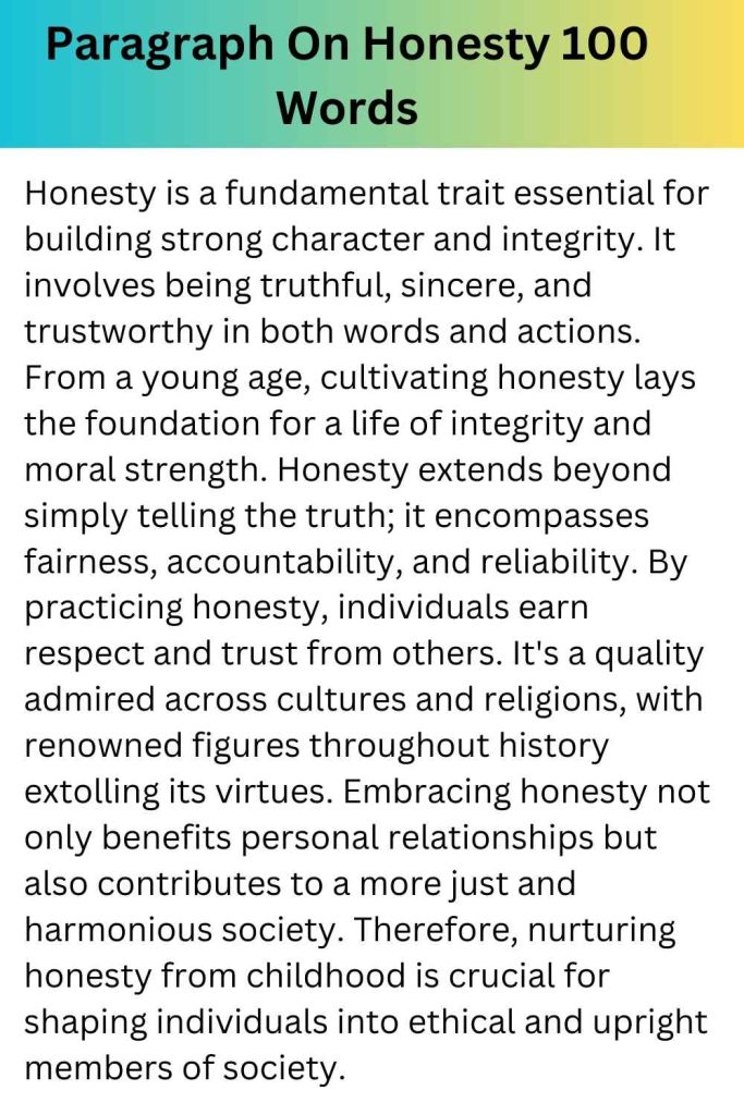 Paragraph On Honesty 100 Words