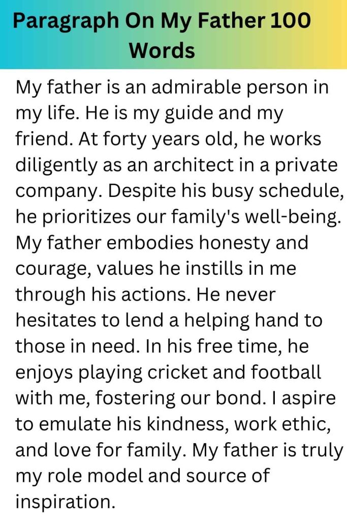 Paragraph On My Father 100 Words
