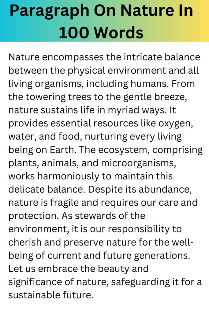 Paragraph On Nature In 100 Words