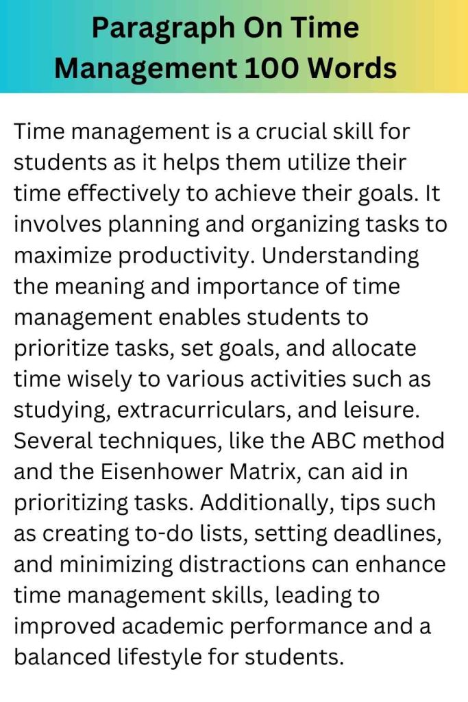 Paragraph On Time Management 100 Words