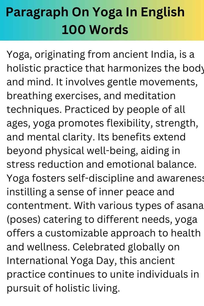 Paragraph On Yoga In English 100 Words