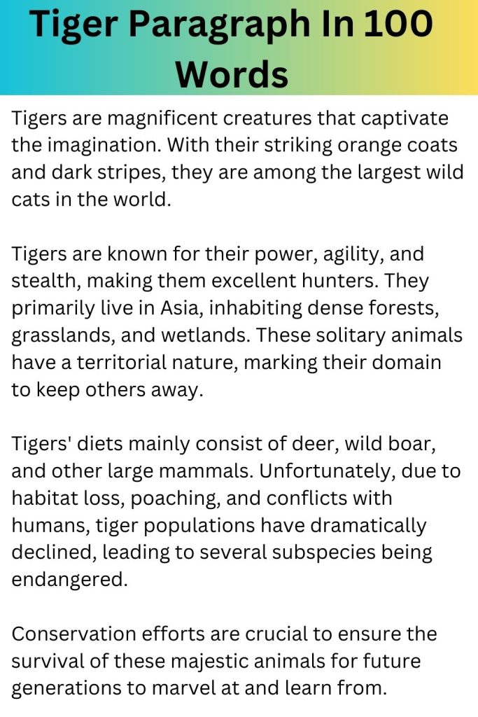 Tiger Paragraph In 100 Words
